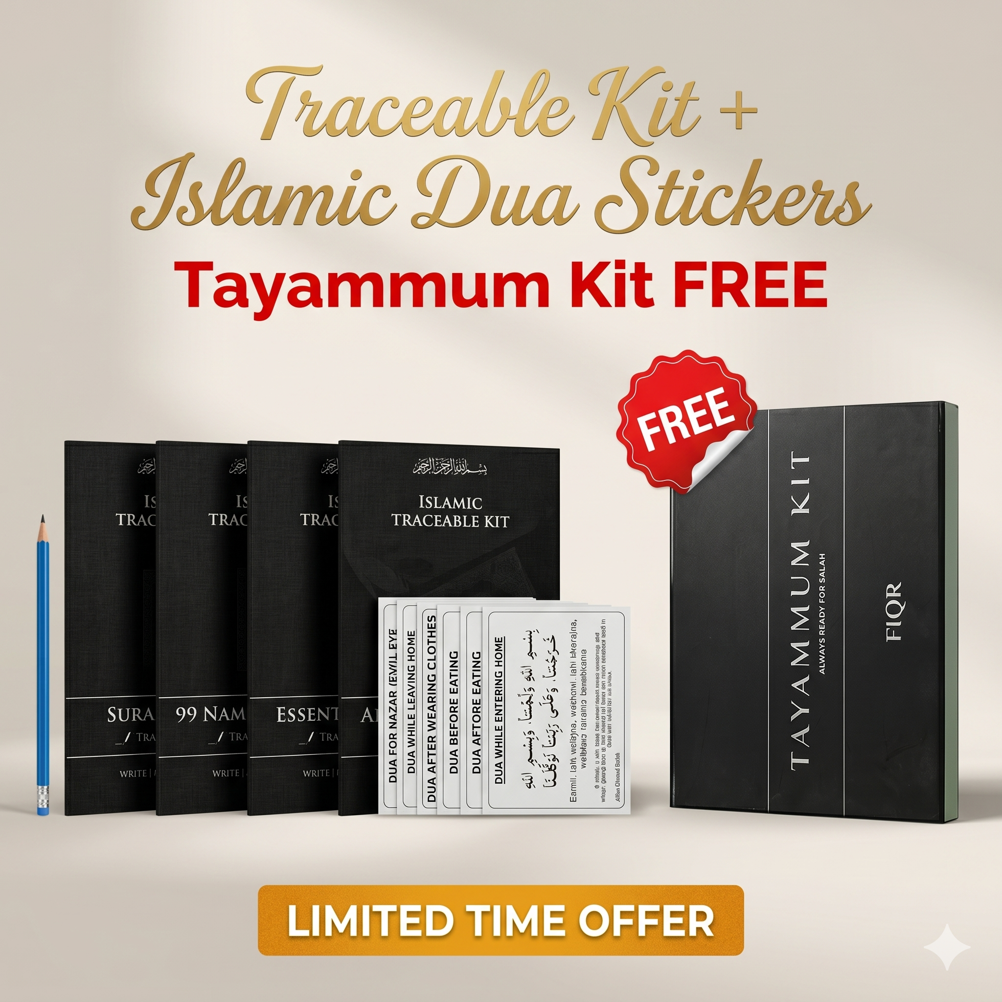 Islamic Traceable Kit, Dua Stickers and free gift combo